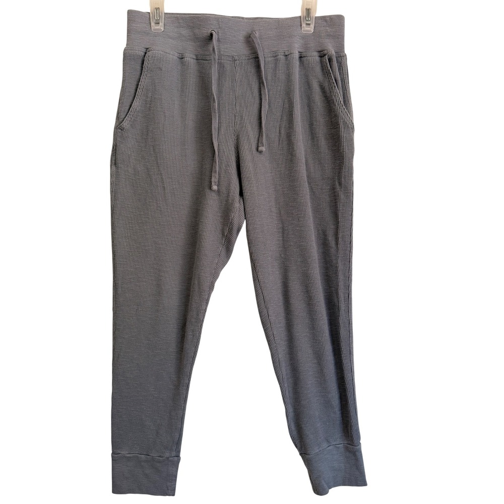 James Perse Mens Waffle Knit Joggers Grey Thermal Sweatpants Size 2 Minimalist